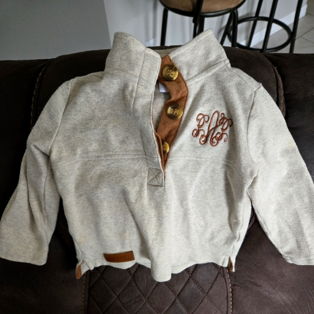 pAp monogram MarleyLilly Kids quarter-button sweater